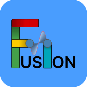 Fusion Indicators brand logo on dark background